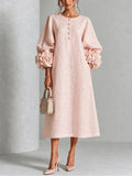 Genevieve - Blush Textured Rosette Midi Dress