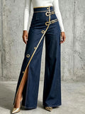 Anastasia - Gold-Trimmed Wide-Leg Trousers