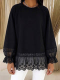 Ottilie - Lace Trim Relaxed Sweatshirt