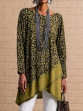 Olive - Leopard Print Layered Tunic Top
