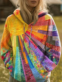 Rosie - Patchwork Print Hooded Jumper