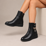 Arabella - Ruched Wedge Ankle Boots