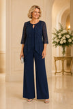 Annabelle - Embellished Lace Three-Piece Trouser Suit