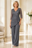 Teresa - Beaded Lace Two-Piece Trouser Suit
