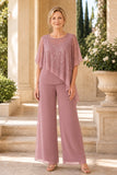 Rosamund - Sequin Lace Cape Trouser Suit