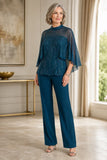 Oriana - Embellished High Neck Capelet Trouser Suit