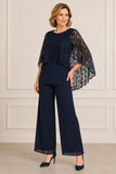 Harriet - Lace Cape Wide-Leg Trouser Suit