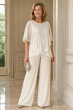 Sylvia - Sequinned Capelet Two-Piece Trouser Suit