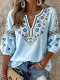Orla - Embroidered Floral V-Neck Blouse