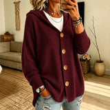 Maeve - Hooded Button-Front Knit Cardigan