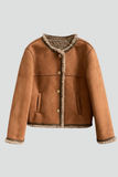 Felicity - Faux Suede Borg Trim Jacket