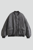 Harper - Quilted Grey Bomber Jacket