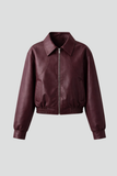 Vivienne - Burgundy Faux Leather Bomber Jacket