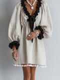 Esme - Ruffle Trim Puff Sleeve Mini Dress