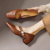 Helena - Square-Toe Mary Jane Block Heels