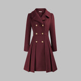 Arabella - Double-Breasted Pleated A-Line Coat