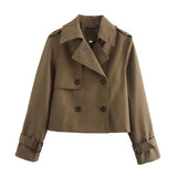 Verity - Cropped Double-Breasted Trench Jacket