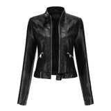 Isla - Cropped Faux Leather Biker Jacket