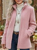 Eliza - Textured Stand-Collar Zip Jacket