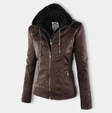Margot - Hooded Faux Leather Biker Jacket