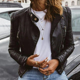 Phoebe - Faux Leather Biker Jacket