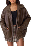 Rosamund - Relaxed Faux Leather Bomber Jacket