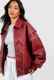Juliet - Oversized Contrast Stitch Bomber Jacket