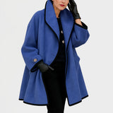 Elodie - Oversized Contrast-Trim Swing Coat