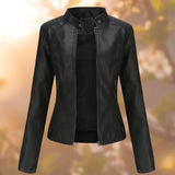 Isabelle - Faux Leather Zip-Up Biker Jacket